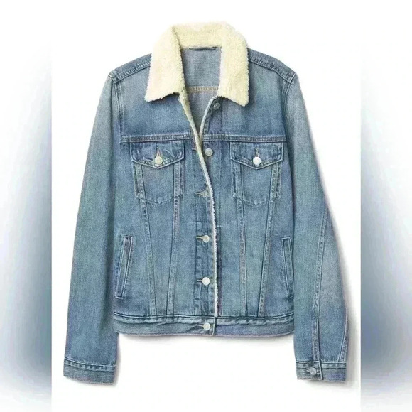 Gap for GOOD Classic Light Weight Denim Jacket w/ Wool Collar - Picture 1 of 5